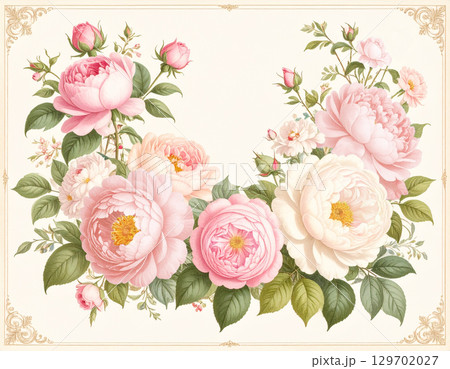 シックな薔薇のフレーム 129702027