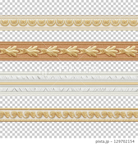 Elegant decorative borders in gold and white...のイラスト素材 [129702154] - PIXTA
