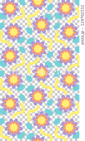 Retro floral pattern 16:9 transparent vertical Retro floral pattern 16:9 transparent vertical 129702532