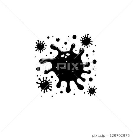 Abstract representation of viruses or bacteria in black and white vector style 129702976
