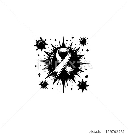 Monochrome awareness ribbon illustration expressing solidarity and advocacy campaign Monochrome awareness ribbon illustration expressing solidarity and advocacy campaign 129702981