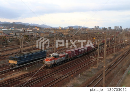 岡山貨物ターミナル内で入換する晩年のDE10形ディーゼル機関車 129703052