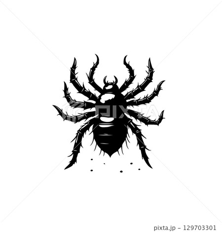 Detailed black and white vector illustration of a creepy and crawly spider Detailed black and white vector illustration of a creepy and crawly spider 129703301