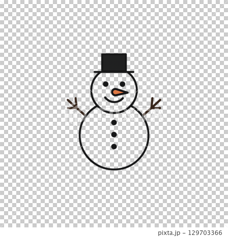 雪人彩色圖標，材質，無背景，插圖 129703366