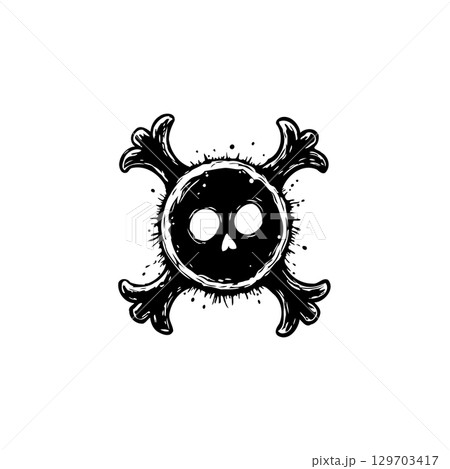 Stylized Skull and Crossbones Graphic Symbol Isolated on White Background Stylized Skull and Crossbones Graphic Symbol Isolated on White Background 129703417