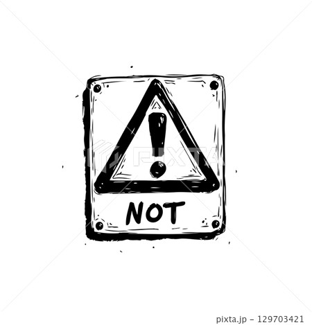 Hand-Drawn Attention Sign with Exclamation Point: A Warning and Cautionary Symbol Hand-Drawn Attention Sign with Exclamation Point: A Warning and Cautionary Symbol 129703421