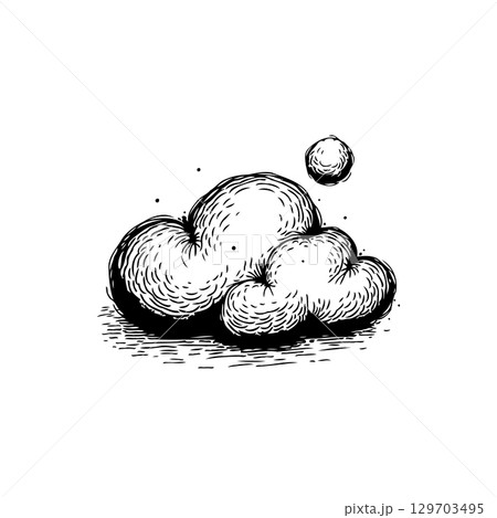 Stylized Cloud Illustration with a Minimalist Aesthetic, Hand-Drawn and Grayscale Stylized Cloud Illustration with a Minimalist Aesthetic, Hand-Drawn and Grayscale 129703495