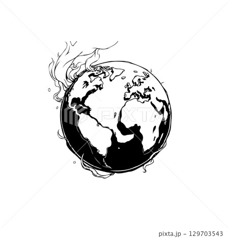 Conceptual Illustration: Earth on Fire, Symbolizing Global Warming and Environmental Crisis 129703543