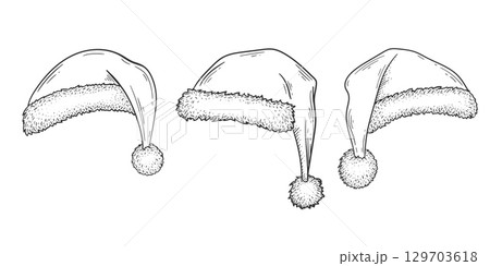 Christmas Santa Claus hat . Happy new year . Christmas holidays. Vector illustration. 129703618
