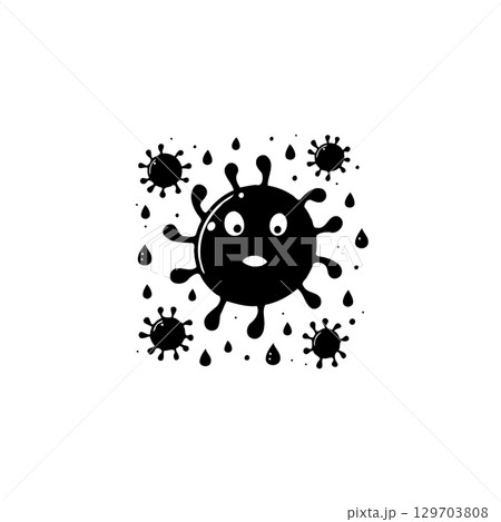 Cute Virus Character Surrounded by Smaller Viruses, Isolated on White Background Cute Virus Character Surrounded by Smaller Viruses, Isolated on White Background 129703808