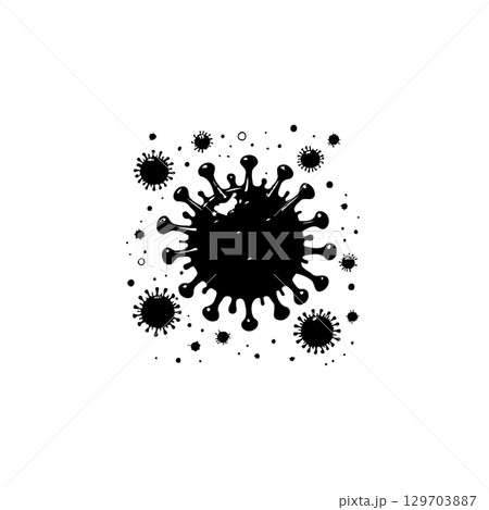 Black and white vector illustration of virus cells, representing disease outbreak Black and white vector illustration of virus cells, representing disease outbreak 129703887
