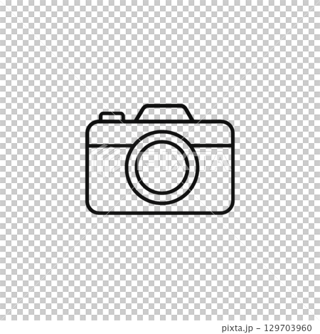 カメラの線画アイコン、素材、背景なし、イラスト 129703960