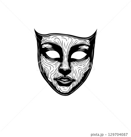 Intriguing theatrical mask artwork unveiling the play of drama and artistic expression Intriguing theatrical mask artwork unveiling the play of drama and artistic expression 129704087