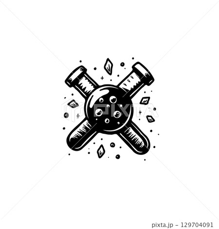 Abstract Illustration of Two Beakers with Circular Bubbles and Diamond Particles Abstract Illustration of Two Beakers with Circular Bubbles and Diamond Particles 129704091