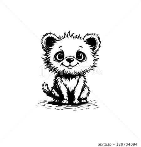 Adorable Fluffy Cartoon Character Illustration for Children's Books and Designs 129704094