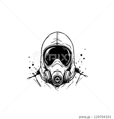 Hazmat suit illustration showcasing protection and danger with minimalist design style 129704101