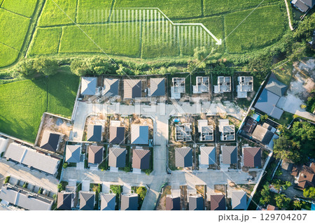 Land in aerial view with concept of land value. Land in aerial view with concept of land value. 129704207