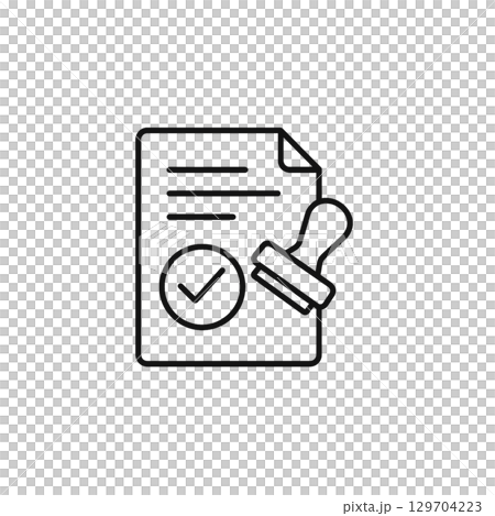 Approval line icon, material, no background, illustration 129704223