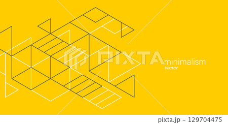 Background from cubes and lines. Linear geometric drawing. Abstraction, Vector illustration. 129704475