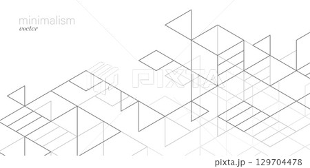 White background from cubes and lines. Linear geometric drawing. Abstraction, Vector illustration. White background from cubes and lines. Linear geometric drawing. Abstraction, Vector illustration. 129704478