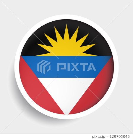 Flag of Antigua and Barbuda, round icon with shadow, national symbol Flag of Antigua and Barbuda, round icon with shadow, national symbol 129705046