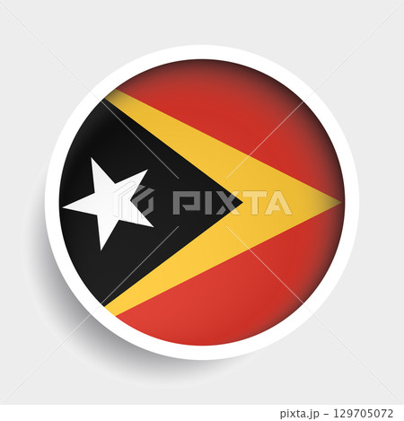 Flag of East Timor, round icon with shadow, national symbol 129705072