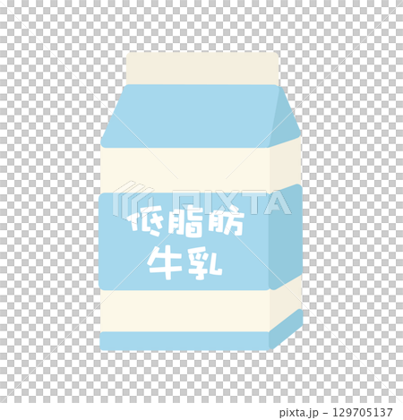 Low-fat milk in a paper carton illustration 129705137