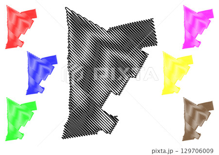 Huron County (Canada, Ontario Province, North America) map vector illustration, scribble sketch Huron map 129706009