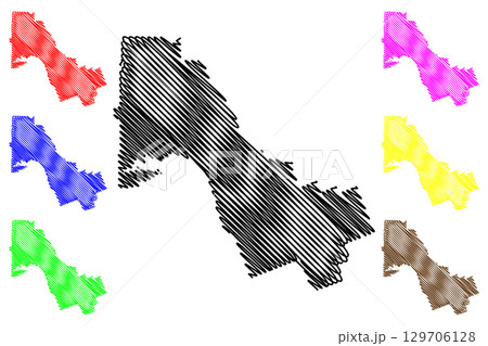 Nipissing District (Canada, Ontario Province, North America) map vector illustration, scribble sketch Nipissing map 129706128