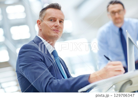 Office portrait, investment team and businessman review digital financial portfolio, stock market or finance database. Economy, writing and crypto trader research forex, bitcoin mining or nft trading Office portrait, investment team and businessman review digital financial portfolio, stock market or finance database. Economy, writing and crypto trader research forex, bitcoin mining or nft trading 129706347