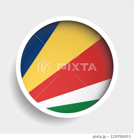 Flag of Seychelles, round icon with shadow, national symbol 129706953