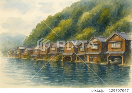 舟屋のある景色 129707047
