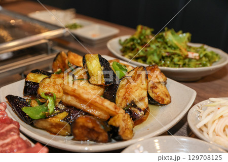 Stir-fried Potatoes, Eggplant, and Peppers. Chinese food Stir-fried Potatoes, Eggplant, and Peppers. Chinese food 129708125