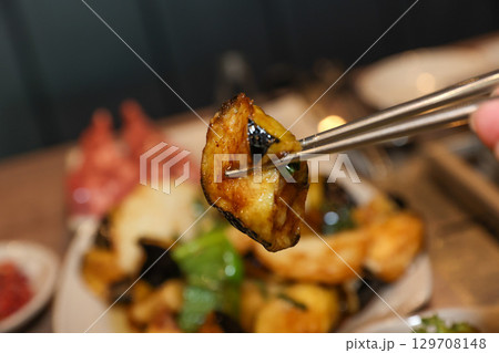 Stir-fried Potatoes, Eggplant, and Peppers. Chinese food Stir-fried Potatoes, Eggplant, and Peppers. Chinese food 129708148