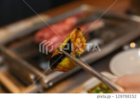 Stir-fried Potatoes, Eggplant, and Peppers. Chinese food 129708152