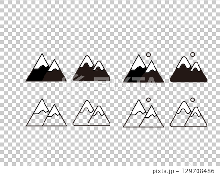 Set of snowy mountain icon illustrations 129708486