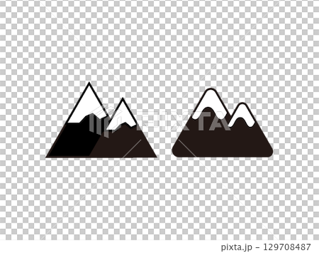 Set of snowy mountain icon illustrations 129708487