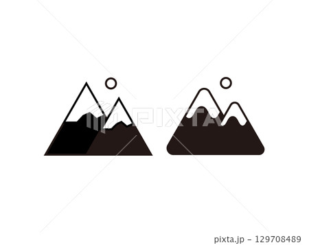 雪山のアイコンのイラストのセット 雪山のアイコンのイラストのセット 129708489