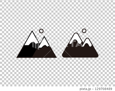 雪山のアイコンのイラストのセット 雪山のアイコンのイラストのセット 129708489