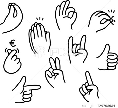 Cartoon Italian hand gestures icon set Cartoon Italian hand gestures icon set 129708684