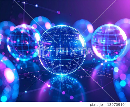 量子情報の可視化 ― 輝くサイバー球体 129709104