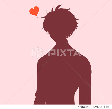 男子学生 恋 シルエット 男子学生 恋 シルエット 129709146