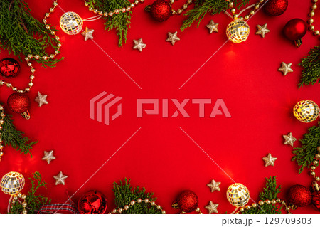 Christmas and Happy New background 129709303
