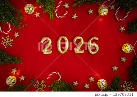 Christmas and Happy New background 129709311