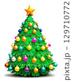 Whimsical Christmas Tree colorful, quirky ornaments and playful lights on a vibrant green tree, fun and imaginative for creative advertisements. 129710772
