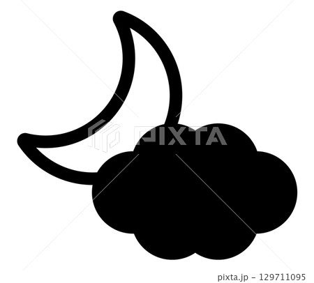 三日月と雲のアイコンイラスト 129711095
