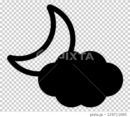 三日月と雲のアイコンイラスト 129711095