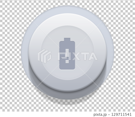 Battery notification icon on grey button on transparent background Battery notification icon on grey button on transparent background 129711541