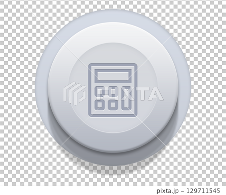 Calculator icon on grey button on transparent background Calculator icon on grey button on transparent background 129711545