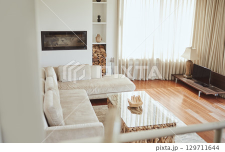 Living room interior, furniture and home with sofa, table and design, architecture and luxury to relax. Lounge, house or apartment vision for development, real estate or interior design in New York Living room interior, furniture and home with sofa, table and design, architecture and luxury to relax. Lounge, house or apartment vision for development, real estate or interior design in New York 129711644